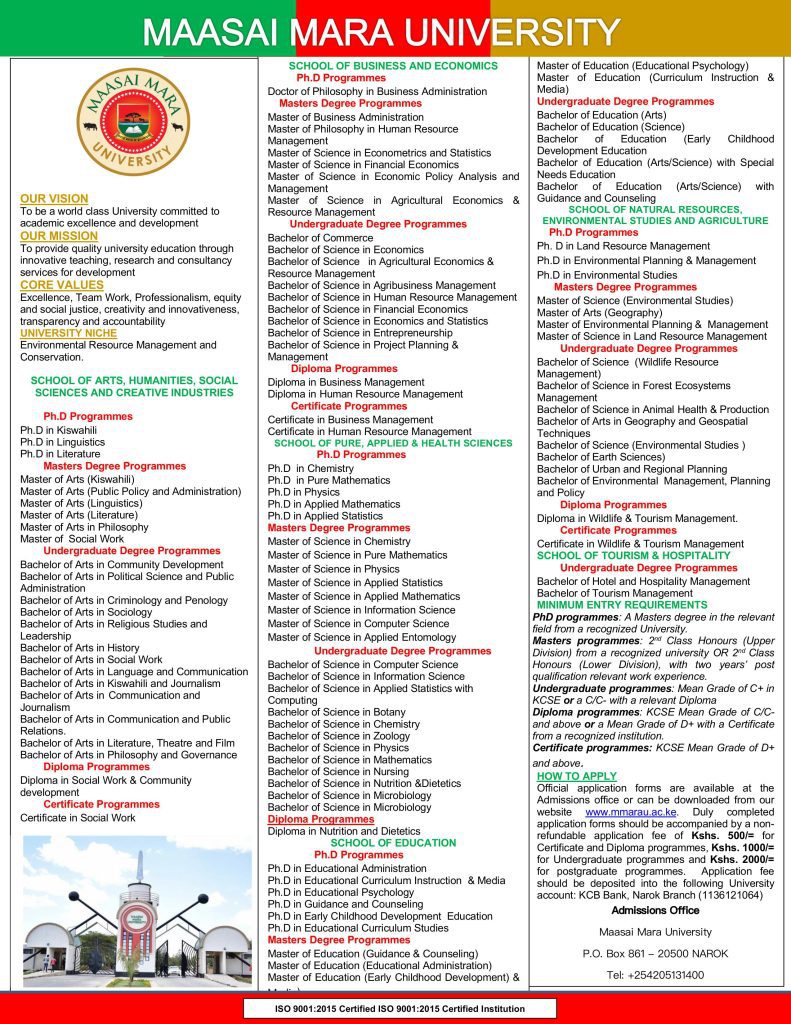 MAASAI_MARA_UNIVERSITY_Programmes